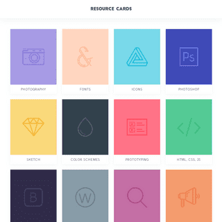 Resource Cards - Selected free resources for designers