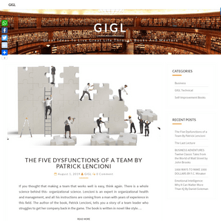 GIGL - Great Ideas to live Great Life Through Books and Mentors