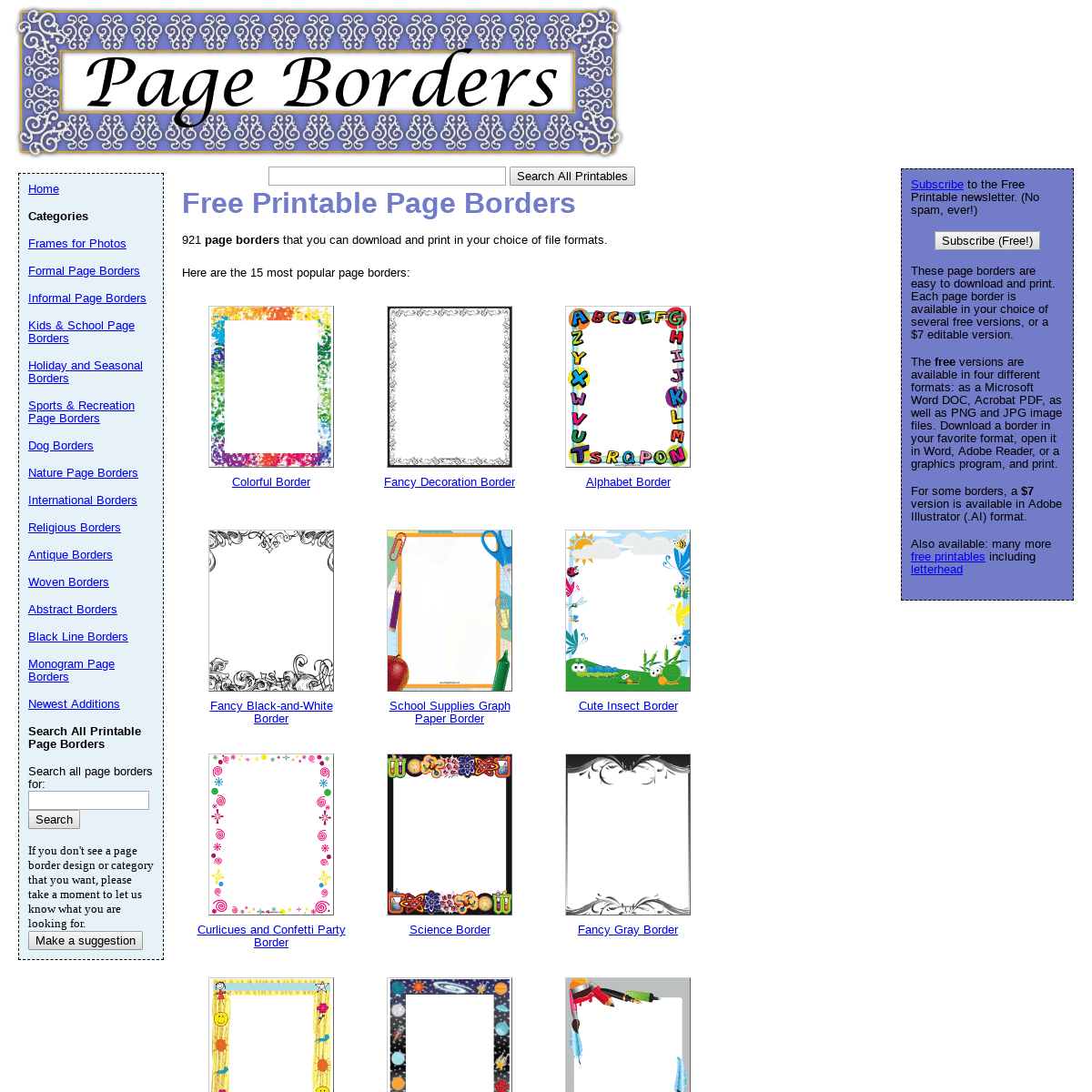 Printable Page Borders