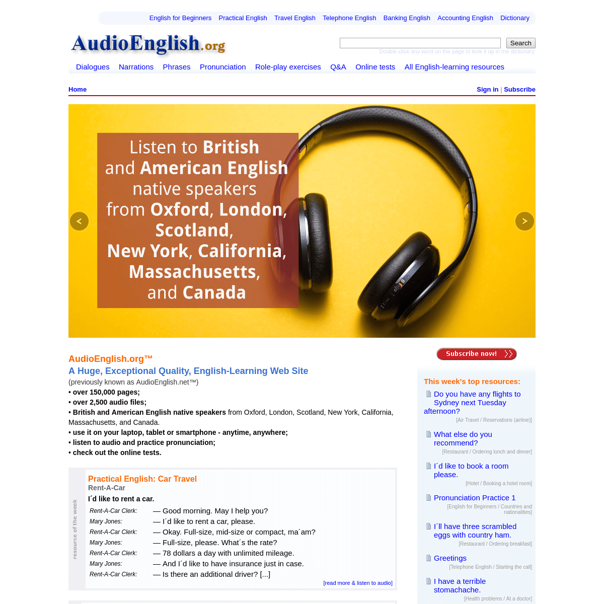 English-learning and pronunciation courses with audio, online dictionary and more