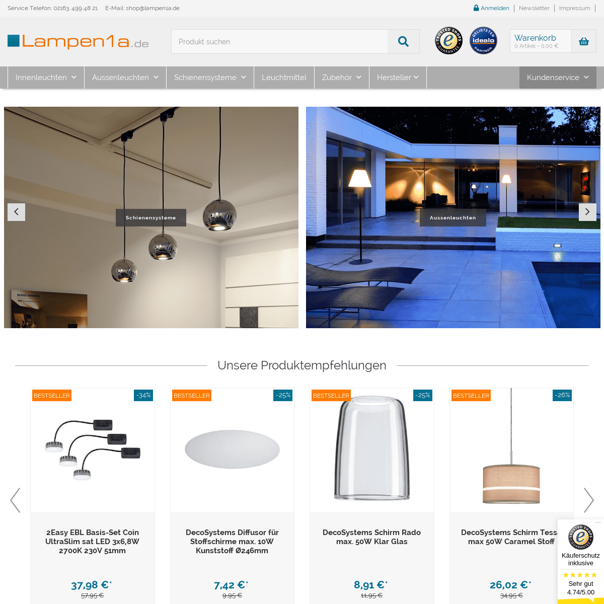 Lampen & Leuchten online kaufen – Lampen1a Shop