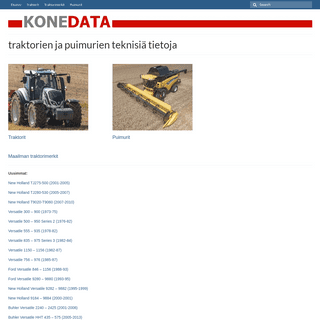 Konedata – traktorien ja puimurien teknisiä tietoja