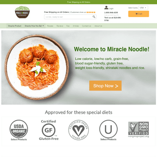 Shirataki Noodles, Zero Calorie & Carb Free Noodles at Miracle Noodle