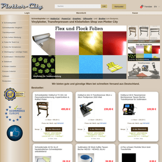 Schneideplotter, Transferpresse und Vinylfolien Shop Plotter City Online Versand