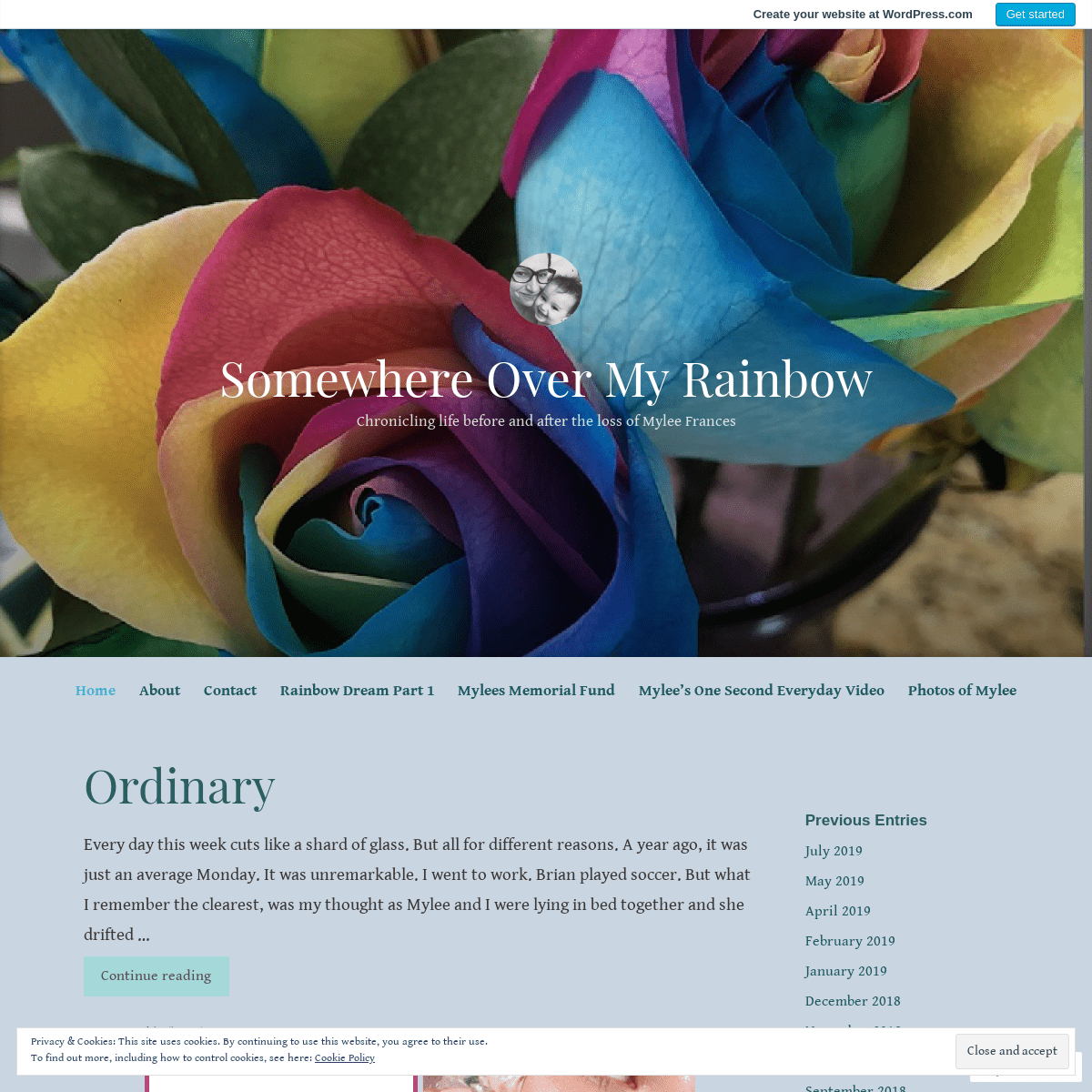 Somewhere Over My Rainbow – Chronicling life before and after the loss of Mylee Frances