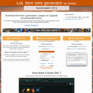 League of Legends item sets generator (patch unknown)
