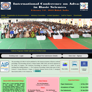 International Conference on Advances in Basic Sciences (ICABS-19)