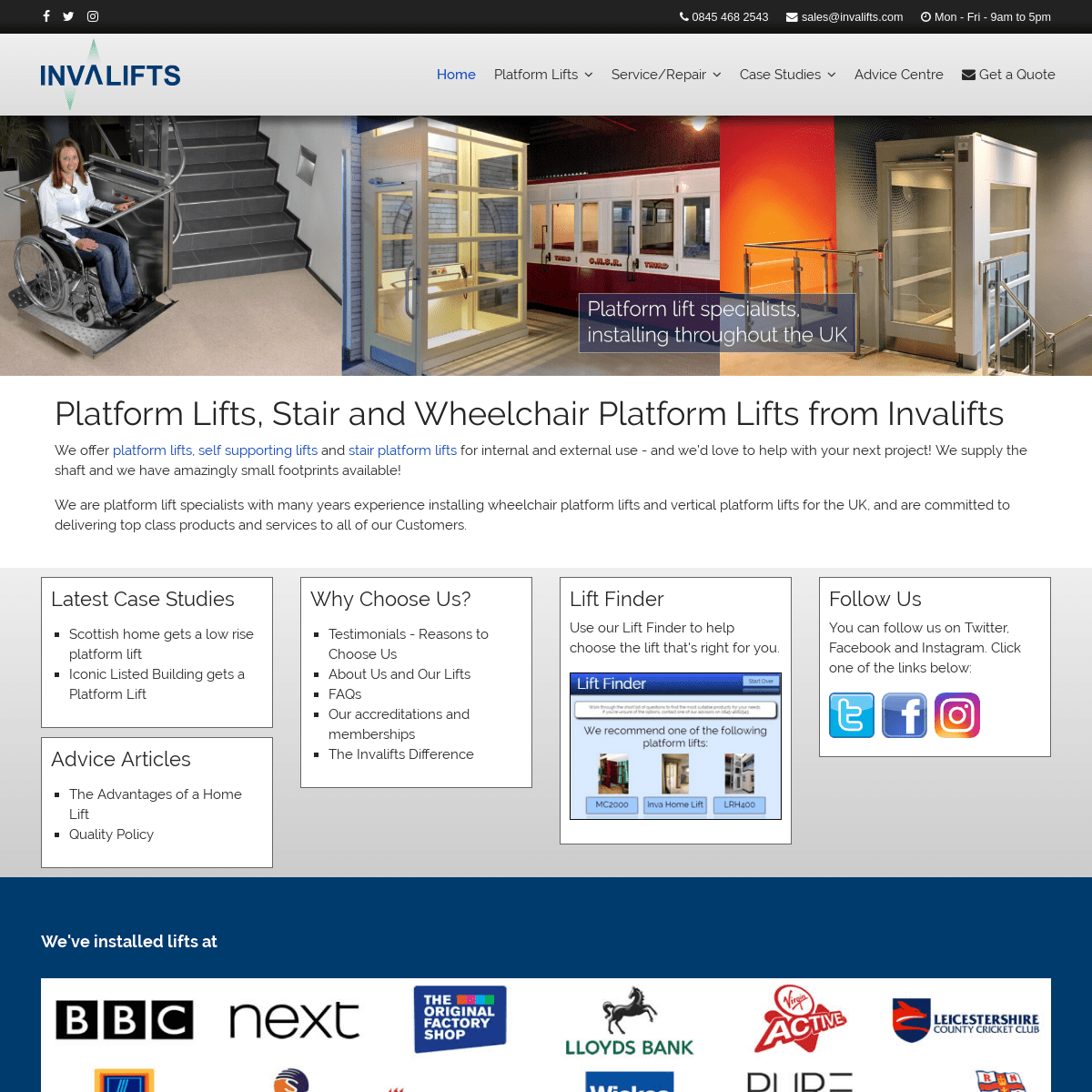 Platform lifts and wheelchair platform lifts from Invalifts