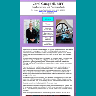 Palo Alto Counseling, Psychotherapist in Palo Alto and Menlo Park, CA, California - Carol Campbell, MFT