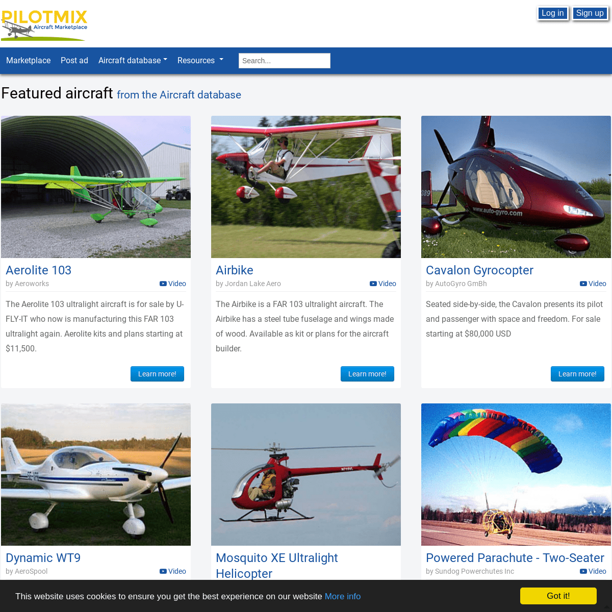 Pilotmix Light Aircraft Database & Sales