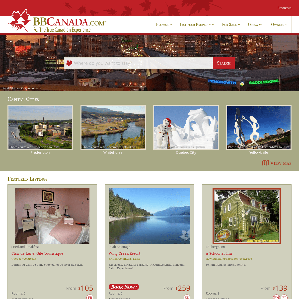 Welcome to BBCanada.com, Canada's Top Bed and Breakfast Directory