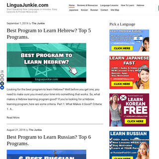 LinguaJunkie.com - Start Speaking New Languages in minutes: Easy Lessons & Proven Resources
