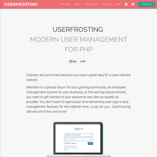 UserFrosting - Modern user management framework for PHP