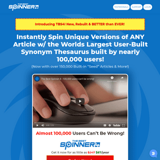 (NEW!) The Best Spinner 4 - The Best Article Spinner on the Market! - 100,000 users can't be wrong.