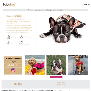High Quality Dog Clothes by fabdogÂ® - Dog PJs Dog Coats Dog Sweaters & Collars Leashes Dog Toys Designer Dog Fashion Brand - Fr