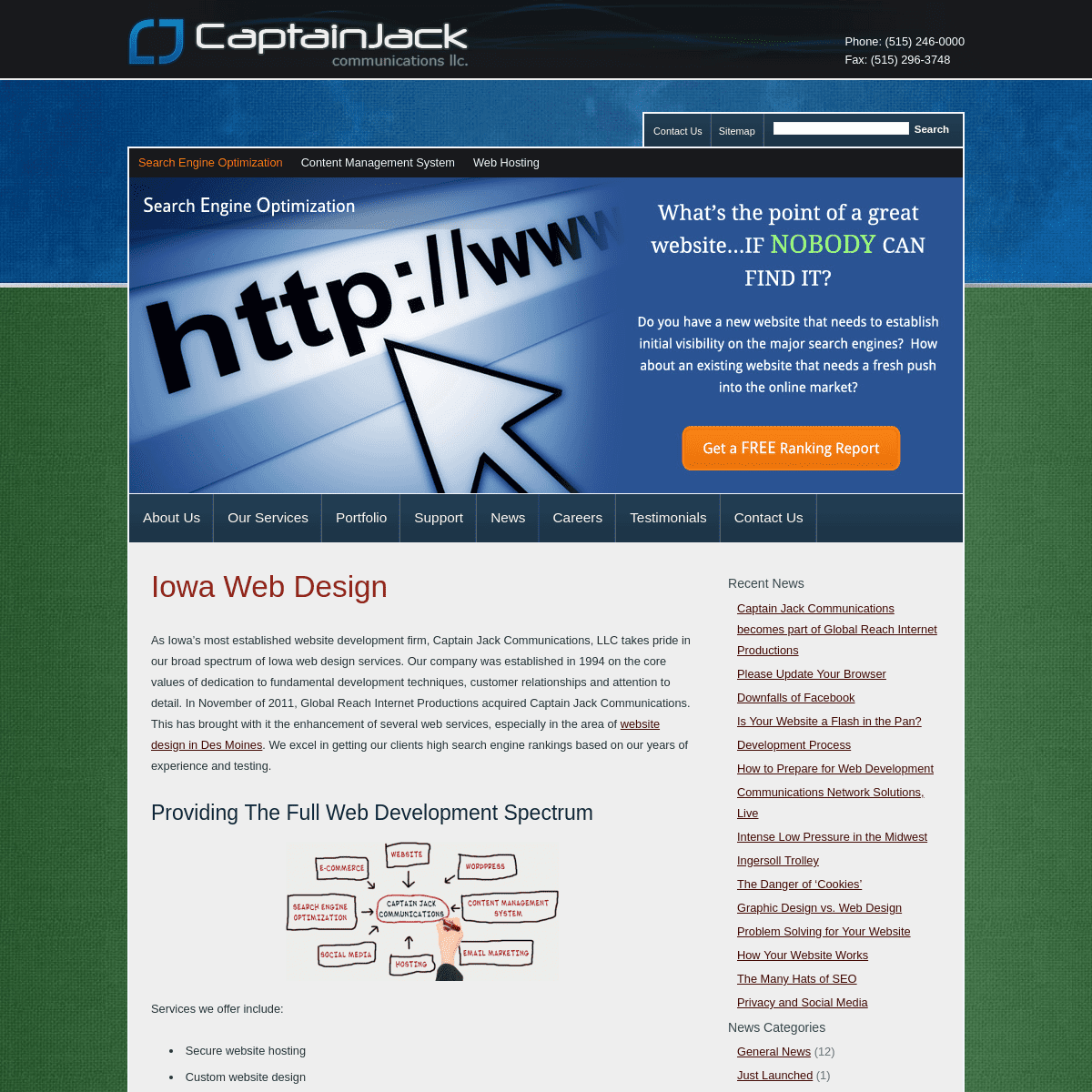 Iowa web design from Captain Jack Communications, LLC