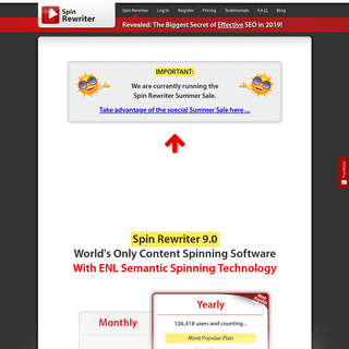 Spin Rewriter 9.0 - Article Spinner with ENL Semantic Spinning - Loved by 125,000+ Members