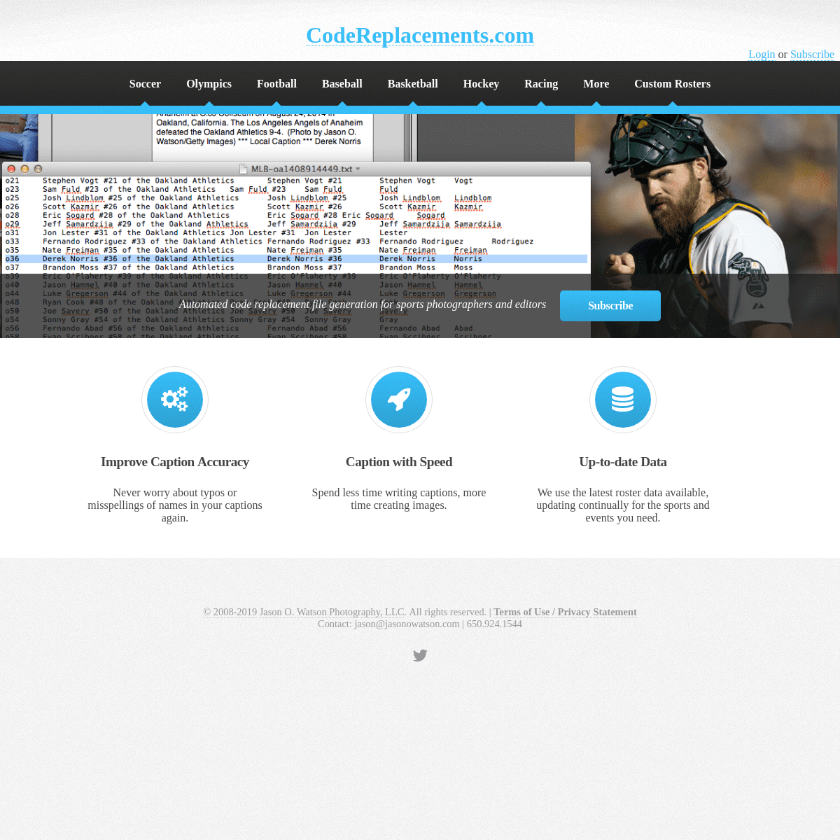 CodeReplacements.com - Automated code replacement file generation for sports photographers and editors