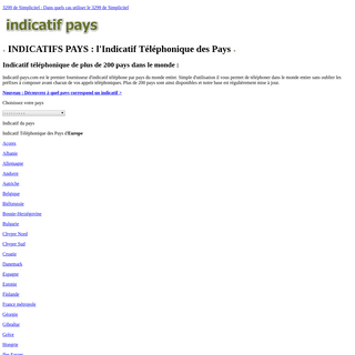 A complete backup of indicatif-pays.com