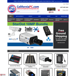 Welcome to CaliforniaPC.com ‐ Your source for Industrial Flash Memory, Portable Solar Chargers, Network IP Cameras, Portable Pow