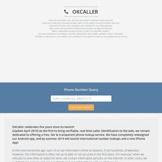 OkCaller.com Telephone Safety Directory - Home