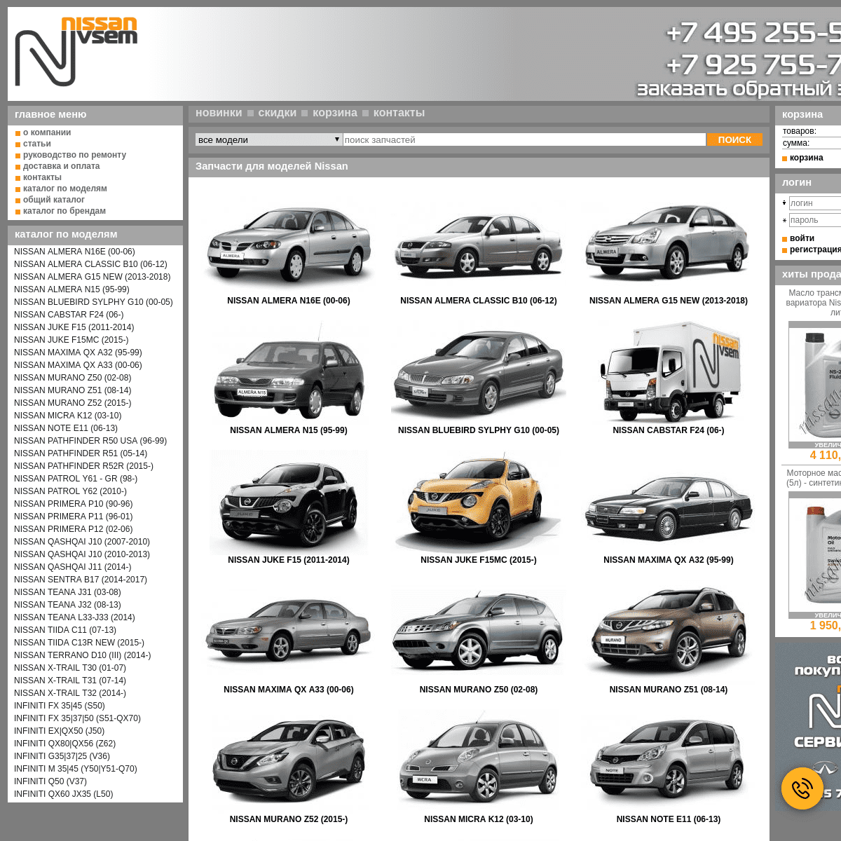 Запчасти Nissan & Infiniti купить в интернет магазине автозапчастей Nissan-vsem.ru Разборка.