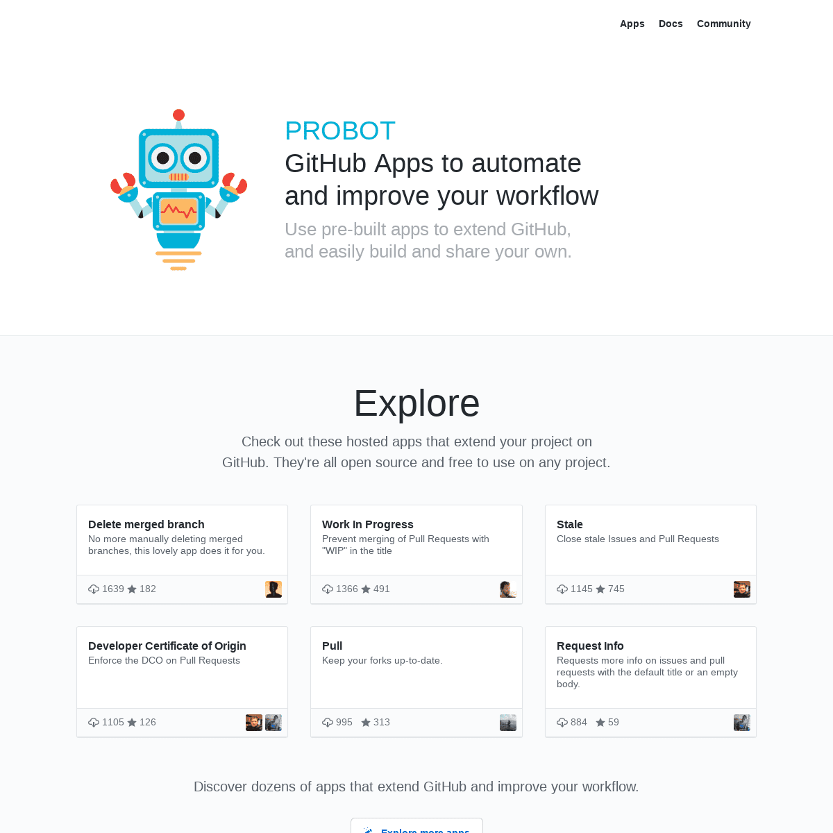 Probot | GitHub Apps to automate and improve your workflow