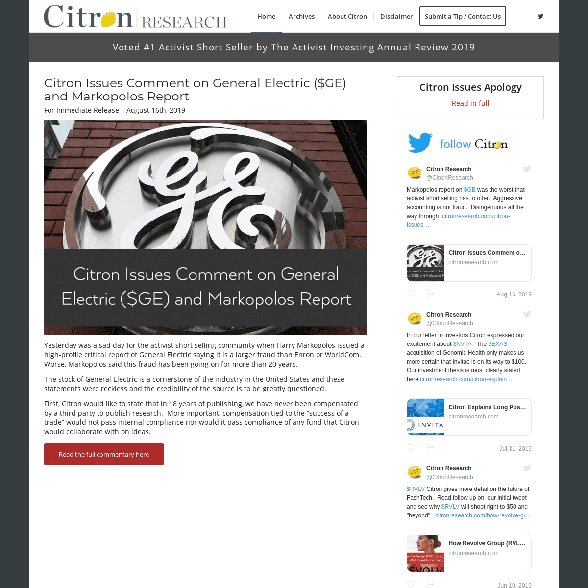 Citron Research | Executive Editor Andrew Left | Publishing Since 2001