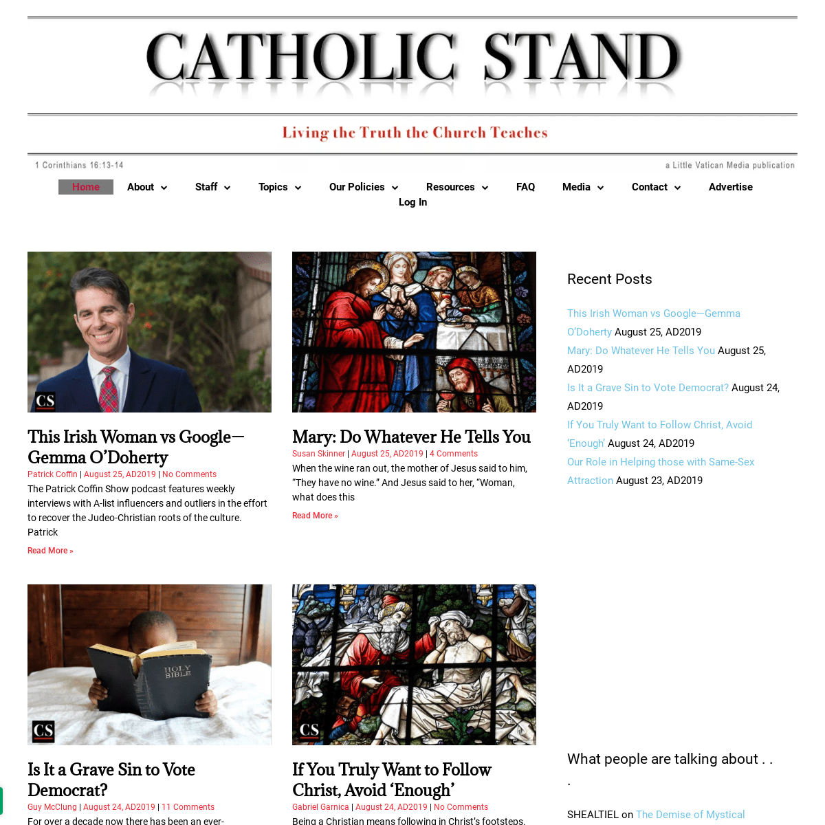 Catholic Stand - Living the Truth the Church Teaches