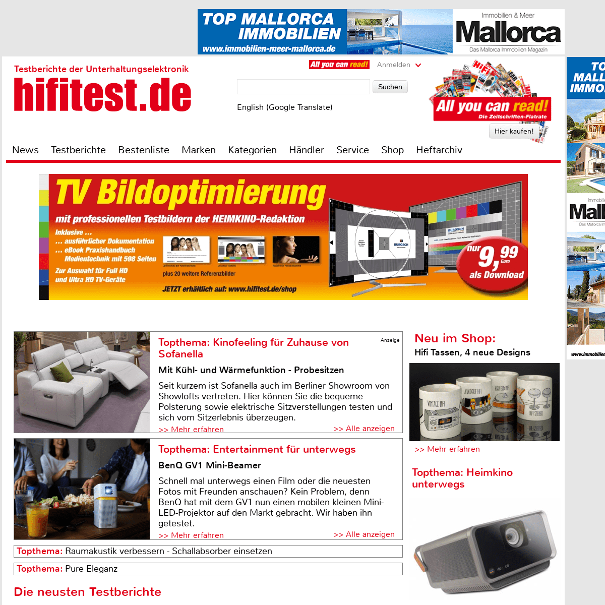 hifitest.de - Testberichte der Unterhaltungselektronik. Aktuelle Geräte im Test, Top-Kategorien, Topthema