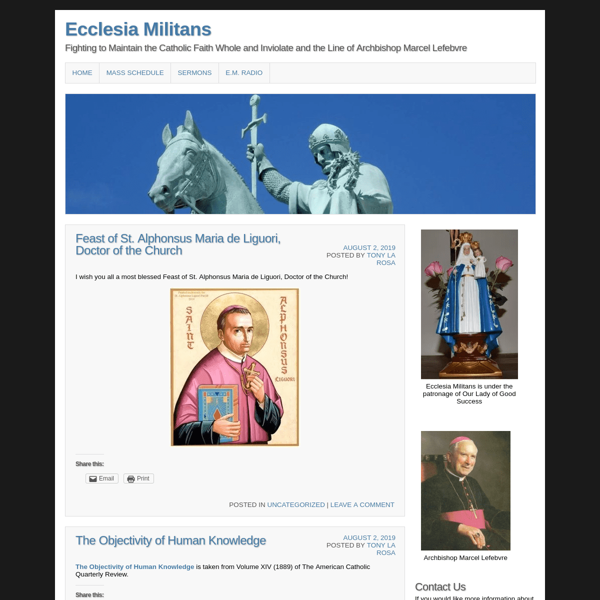 Ecclesia Militans | Fighting to Maintain the Catholic Faith Whole and Inviolate and the Line of Archbishop Marcel Lefebvre
