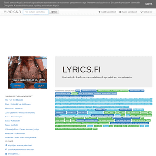 Lyrics.fi - laulujen sanoitukset suomalaisiin kappaleisiin