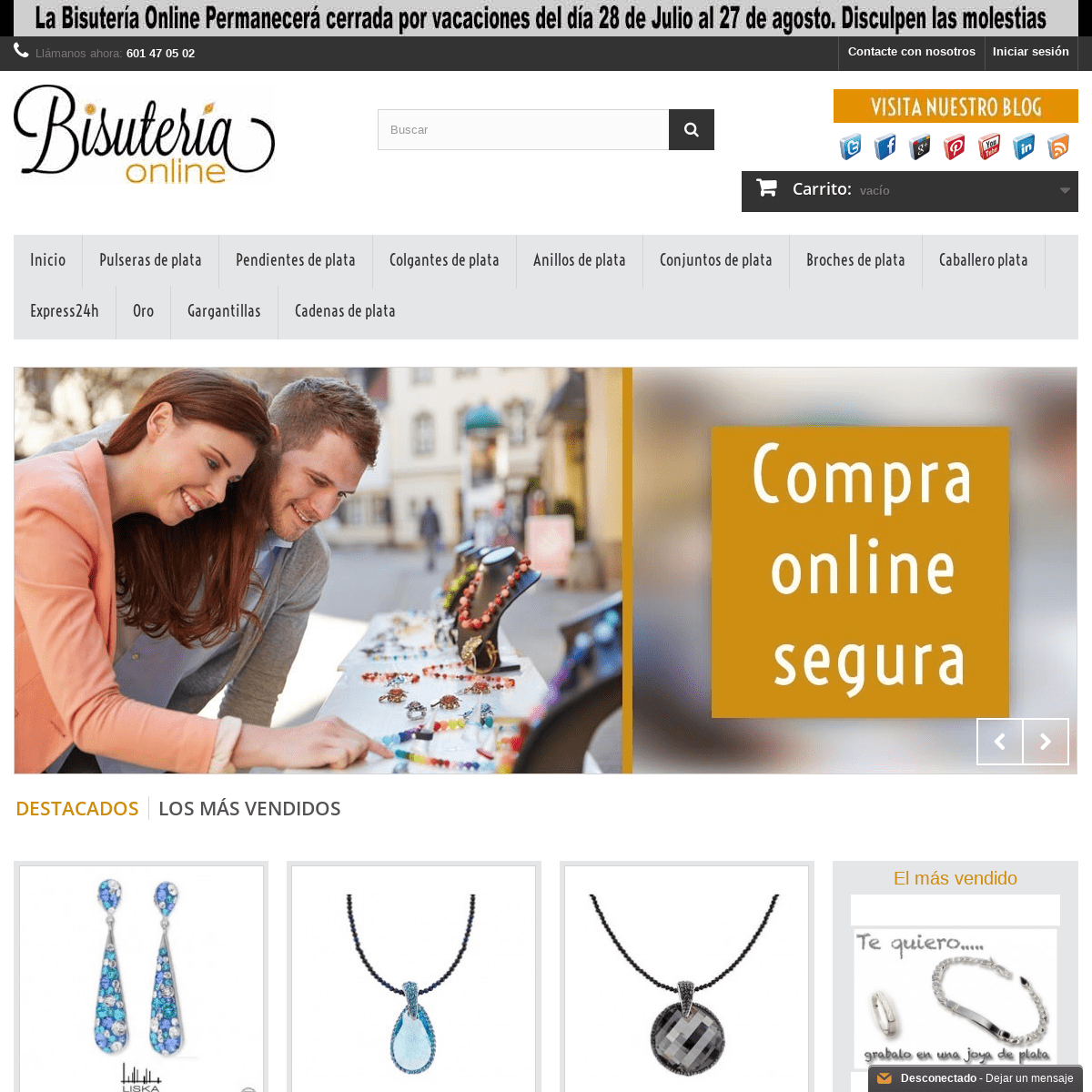 Comprar joyas de plata online - La bisutería Online