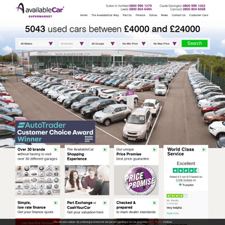 Used Cars for Sale at AvailableCar Used Car Supermarkets â€“ Midlands, West Midlands and Yorkshire