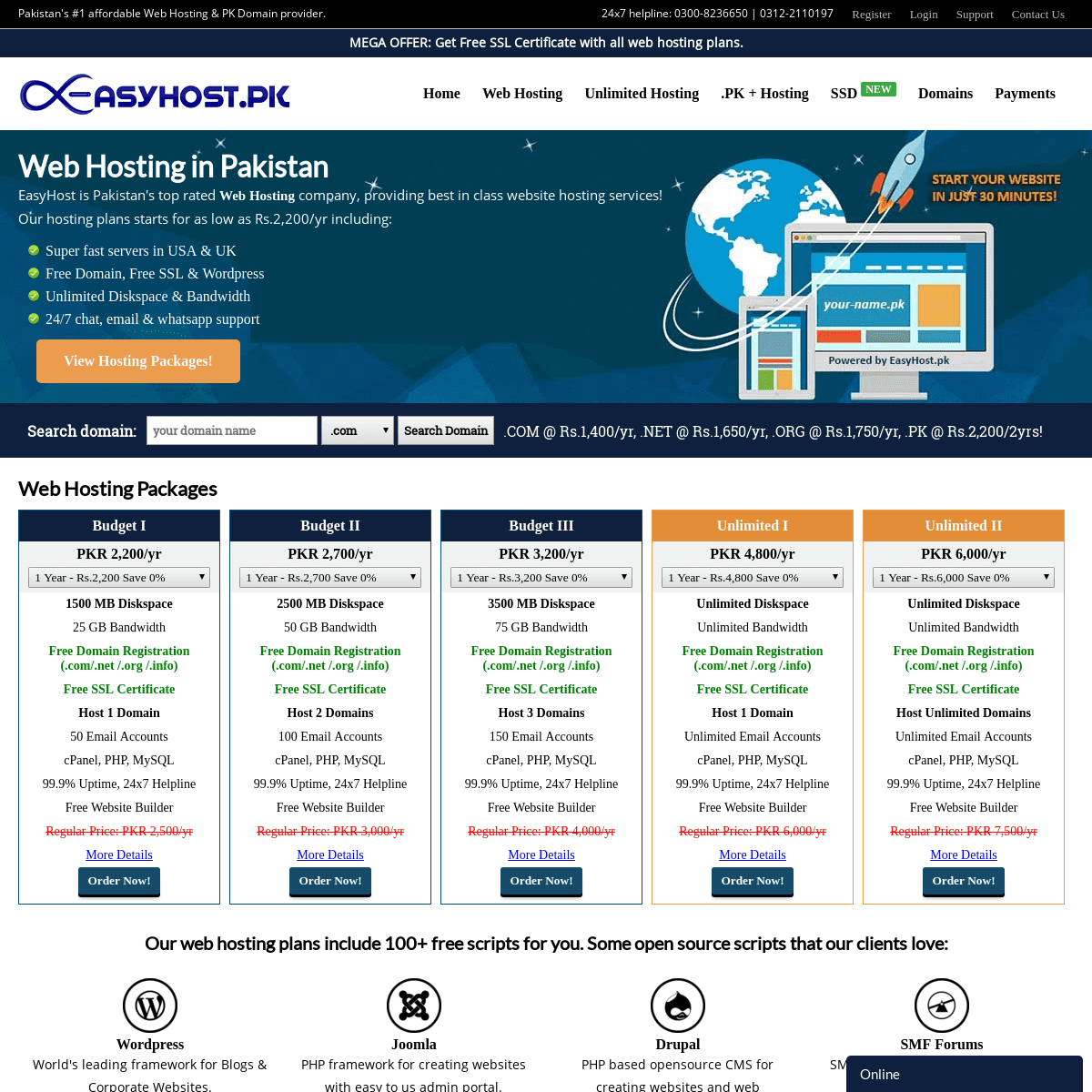 EasyHost: Web Hosting Pakistan, .PK Domain Registration, Website Hosting Company