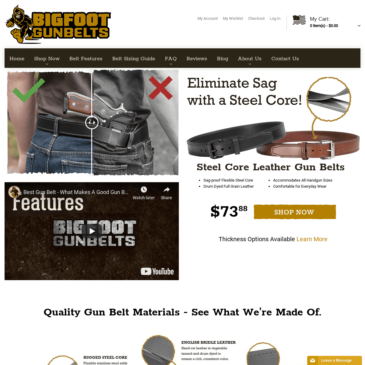 Best Leather Gun Belts for Open and Concealed Carry | Bigfoot Gun Belts