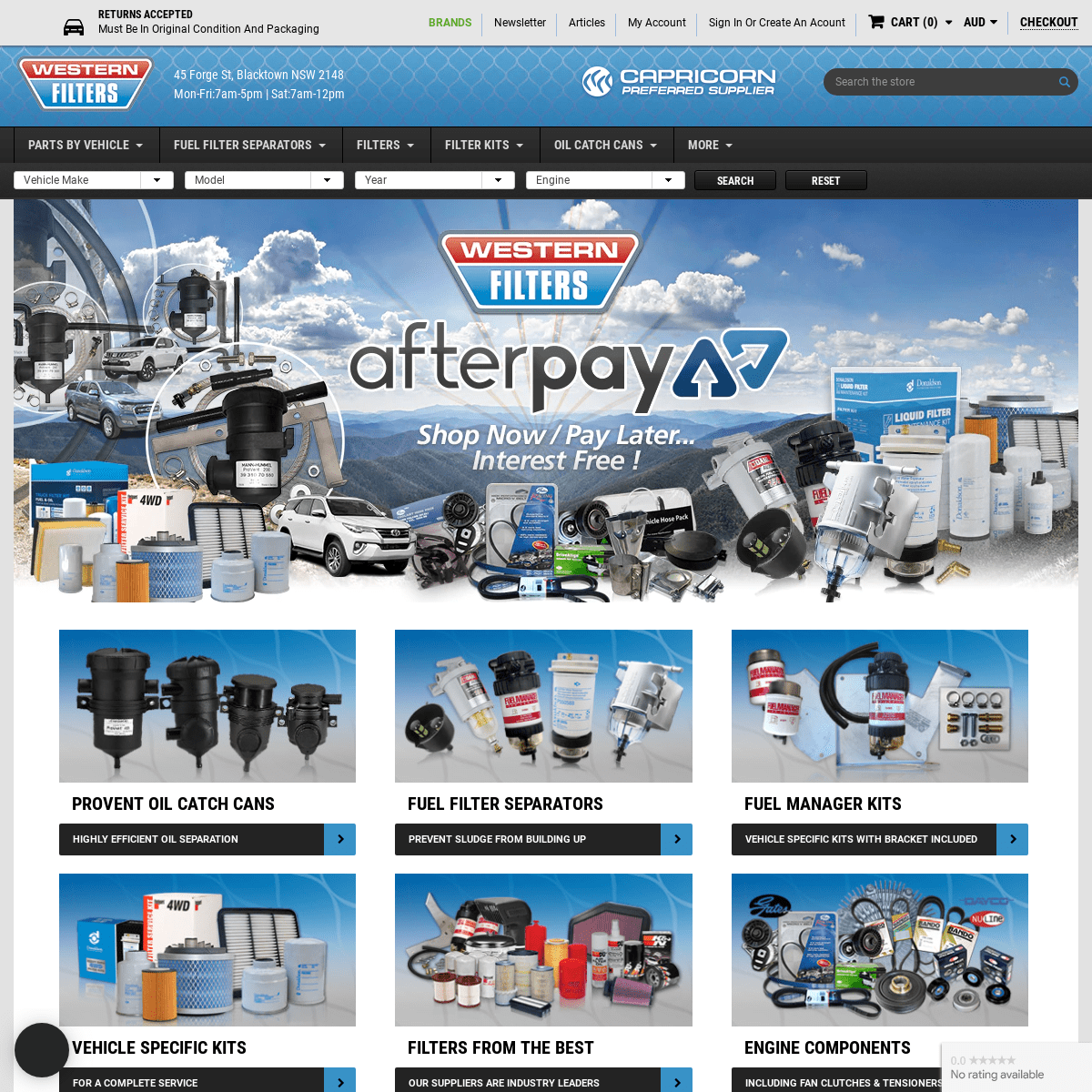 Auto Parts & Spares - Filter Kits, Air Fuel Oil Filters, DPFs, Filter Cleaning - Western Filters Sydney Australia