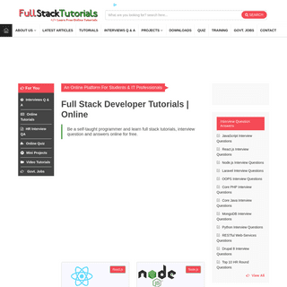 Full Stack Tutorials - Learn Free Online Tutorials