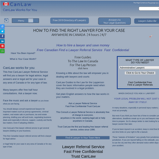 Free Canadian Find a Lawyer Referral Service Fast Confidential