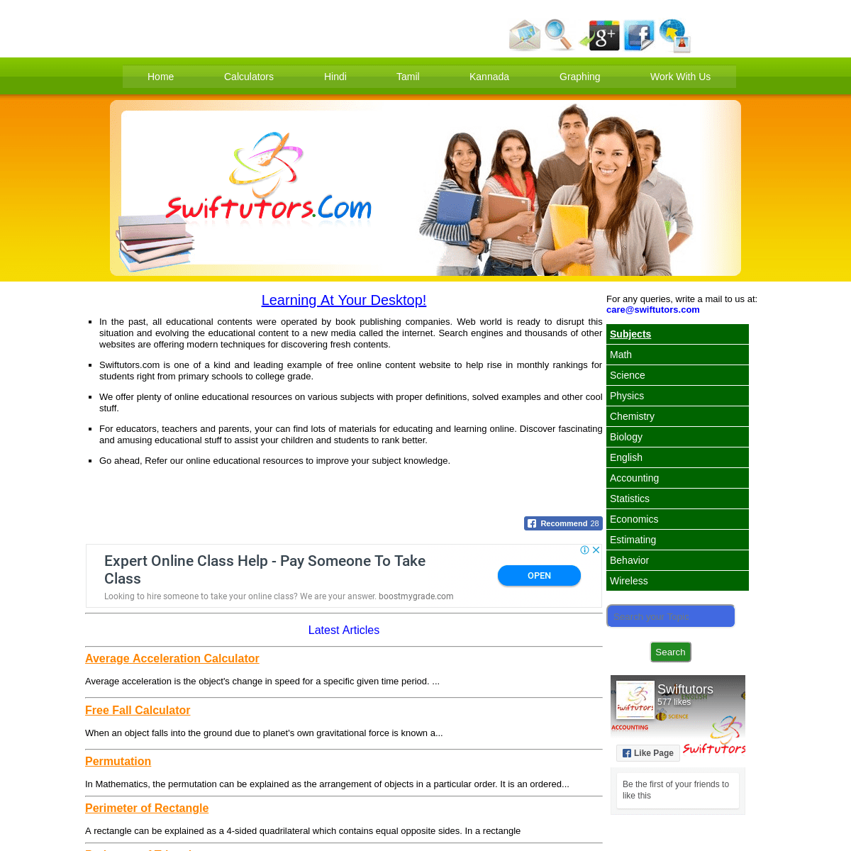 Online Learning | Homework Help | Test Preparation | Swiftutors.com
