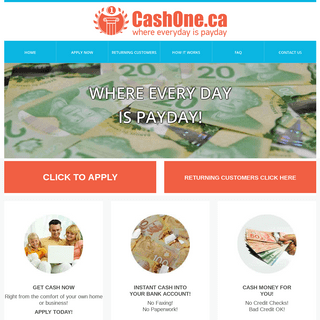 CashOne.ca - Online payday loans and cash advances anywhere in Canada