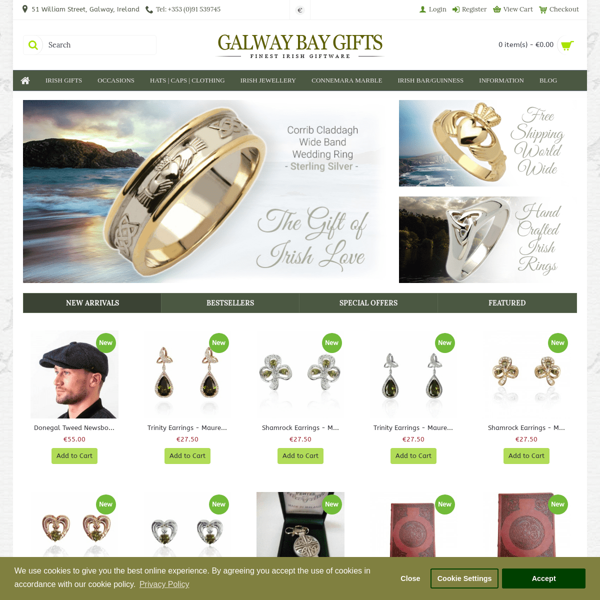 Gifts from Ireland - Irish Jewelry online - Trilby Hat Irish Tweed | Flat Cap | pocket watch | Connemara Marble | Guinness Walle