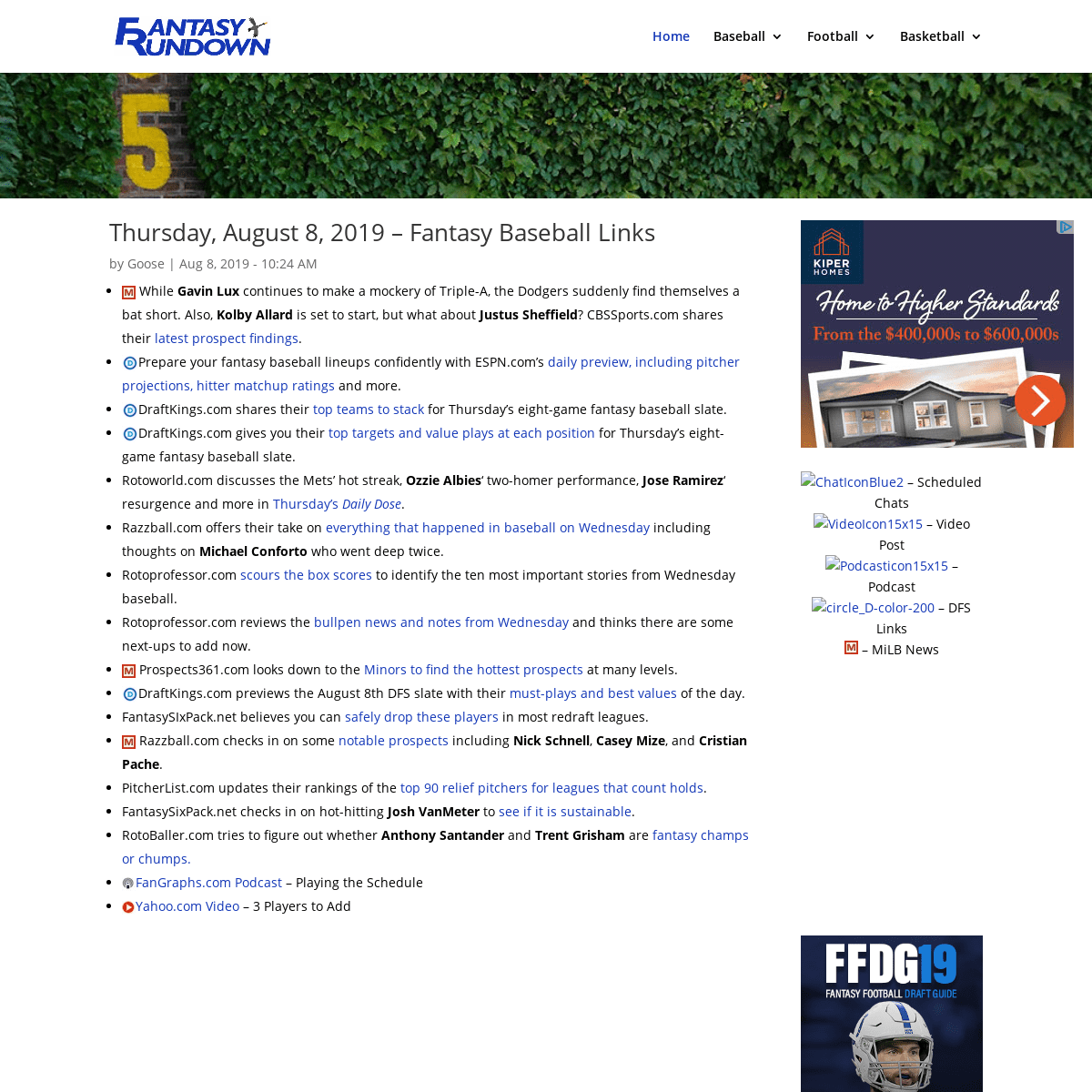 FantasyRundown.com - Fantasy Football & Fantasy Baseball