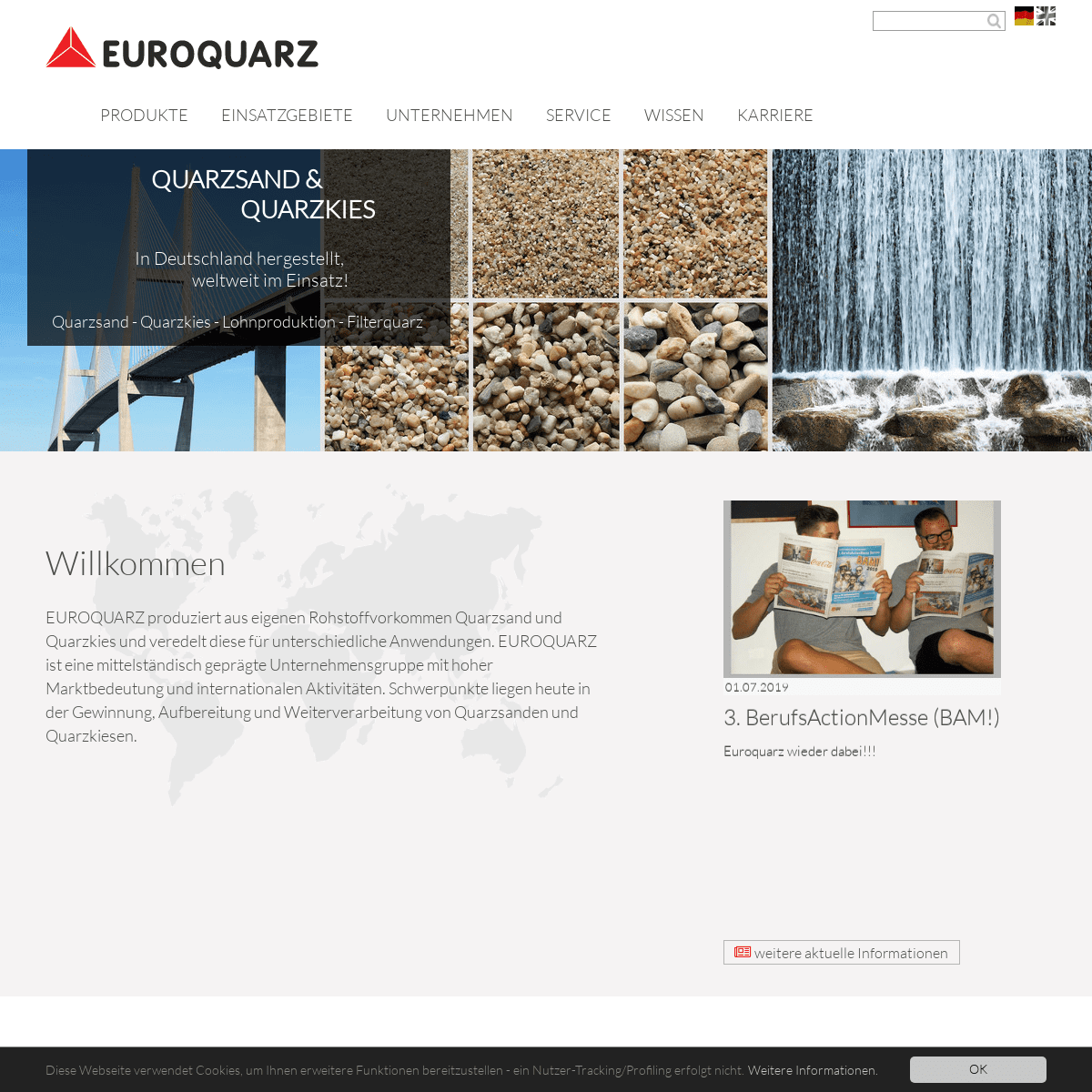 Quarzsand, Quarzkies und Filterkiesprodukte aus Ihrem Quarzwerk : Euroquarz GmbH