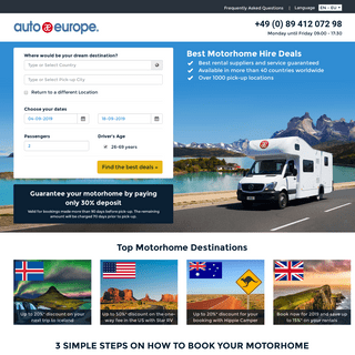 Motorhome hire - Book the best worldwide offers with Auto Europe