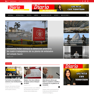El Diario de Guayana | Diario en versión digital con diversas secciones: sucesos, farándula, opinión, deportes, política y más d