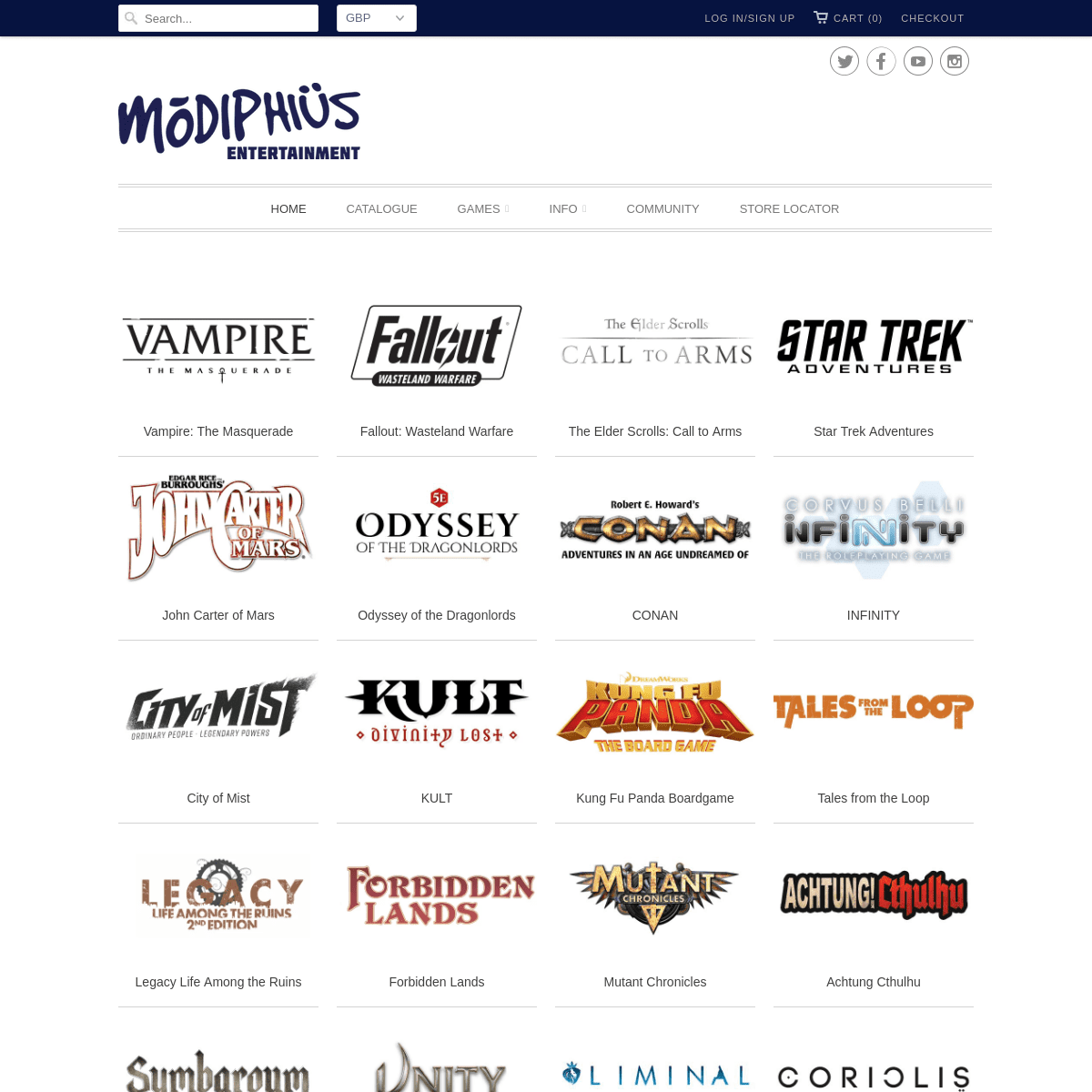 Welcome to the Modiphius online store.