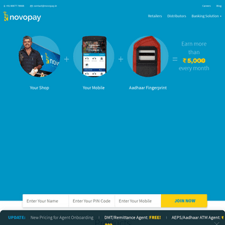 Novopay · Retail & Banking Solutions · Remittance, AEPS, Bill Payments