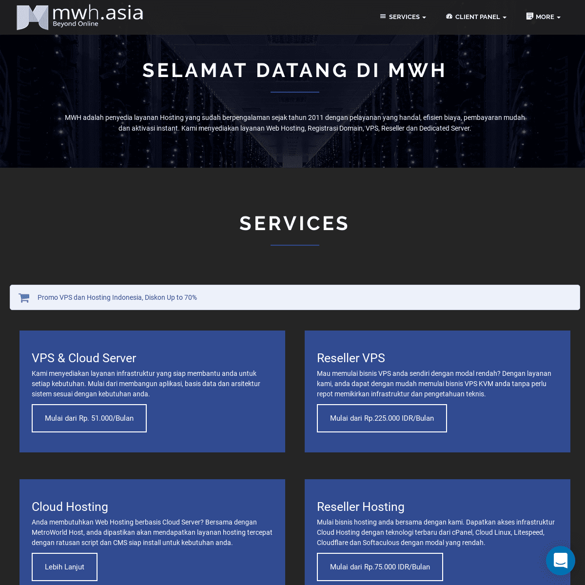 MWH - Web Hosting Murah | Cloud Server | Domain TLD | VPS Indonesia