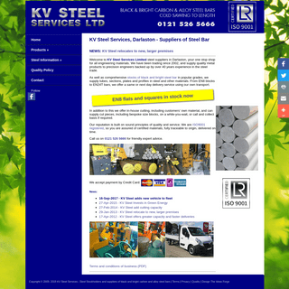 KV Steel Services - Steel Bars, tubes & Plate. Supplying the West Midlands